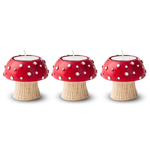 Mushroom Tealight Candle Holder 3 Pcs Taper Candle Holders Cute Taper Candles Holder For Table Set Candle Holders For Taper Candlesticks Decorative Tea Light Candle Holders #TOP6