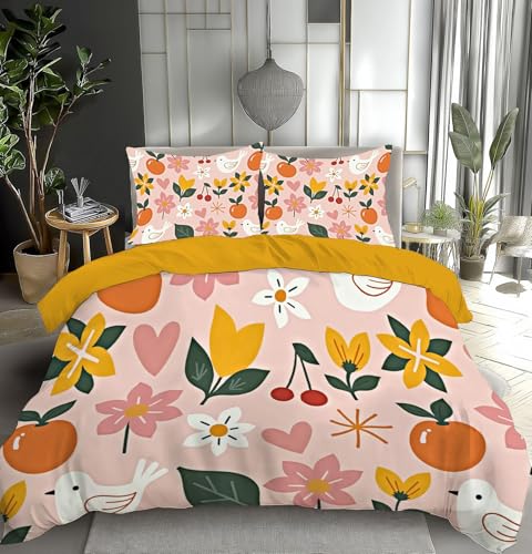 Housse de couette fille rose microfibre haute densité avec 2 taies - 2