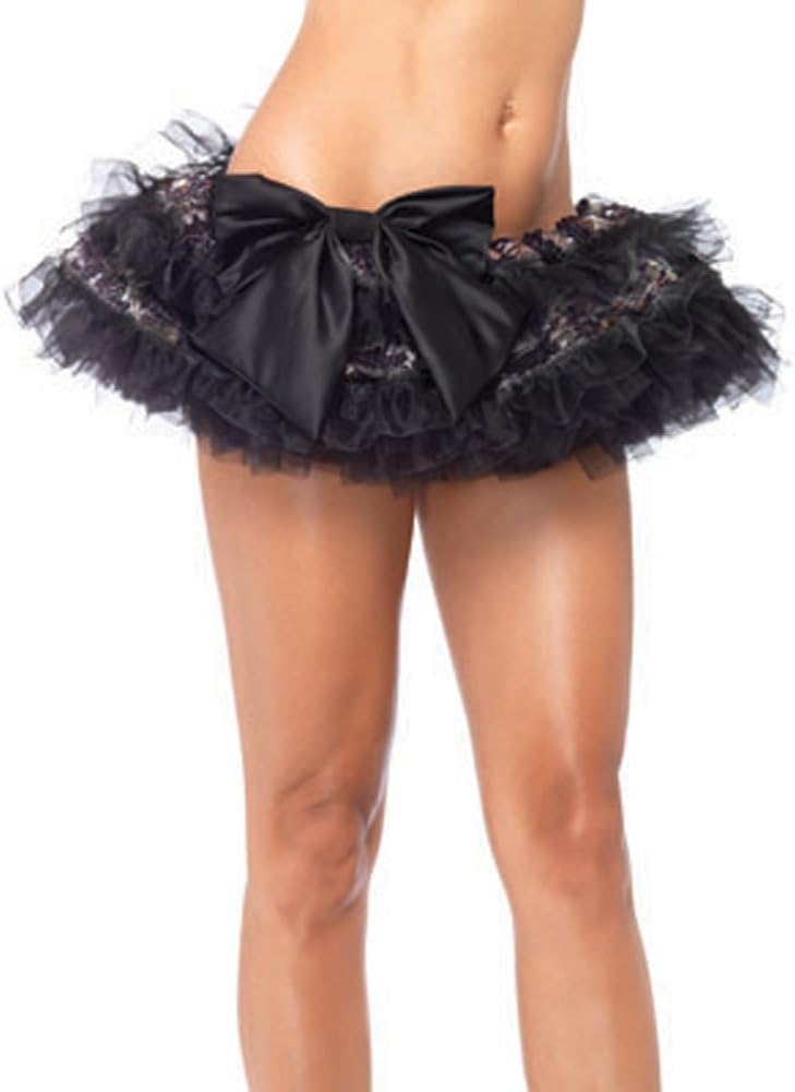 Leg Avenue Sequin & Organza Ruffle Striped Petticoat Skirt, One Size, Black