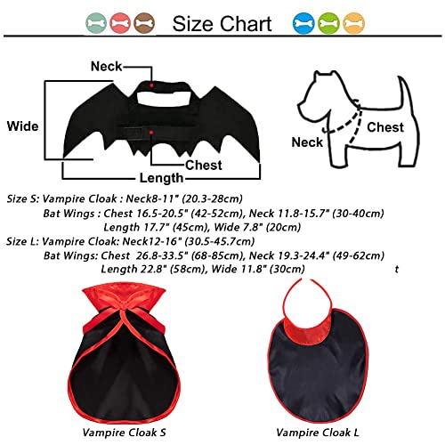 Strangefly 2 Pack Halloween Dog Costume, Pet Vampire Cloak&Bat Wings Apparel Suit, Holiday Cosplay,Party Dress Up,Cute,Funny And Cool,For Small Medium Large Dog Pet Clothes (Large, Black) #TOP2