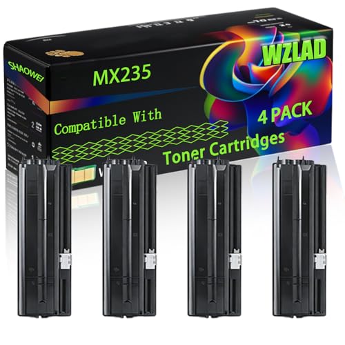 WZLAD MX235 MX-235GT Compatible for Sharp Toner Cartridges with Chip MX-M232D MX-M180 MX-M182 MX-M182D Printers (4 Pack Black)