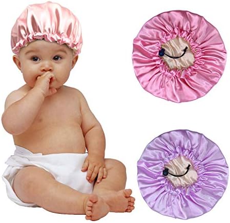 3 Pieces Kids Satin Bonnet Night Sleep Caps, Adjustable Sleeping Hat Soft Silk Flower Night Hats for Natural Hair Teens Toddler Child Baby Reversible Double