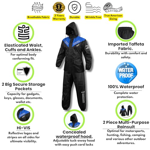 image for BYKR Waterproof Outdoors Motorcycle Rain Suits for Men & Women Cycling