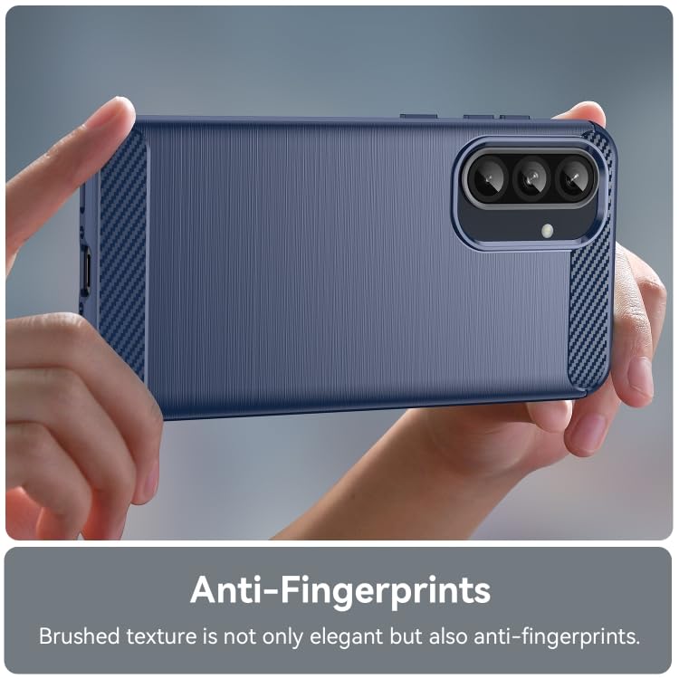 Image of NPRC Hybrid Ultra Slim Protective Case TPU Non-Slip Carbon Fiber Texture Shockproof Case Cover for Samsung Galaxy M15 - Blue