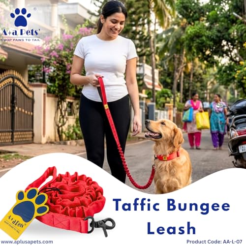Image of A+a Pets' Short Bungee Leash | Traffic Lead | for Training & Better Control (BBlue)