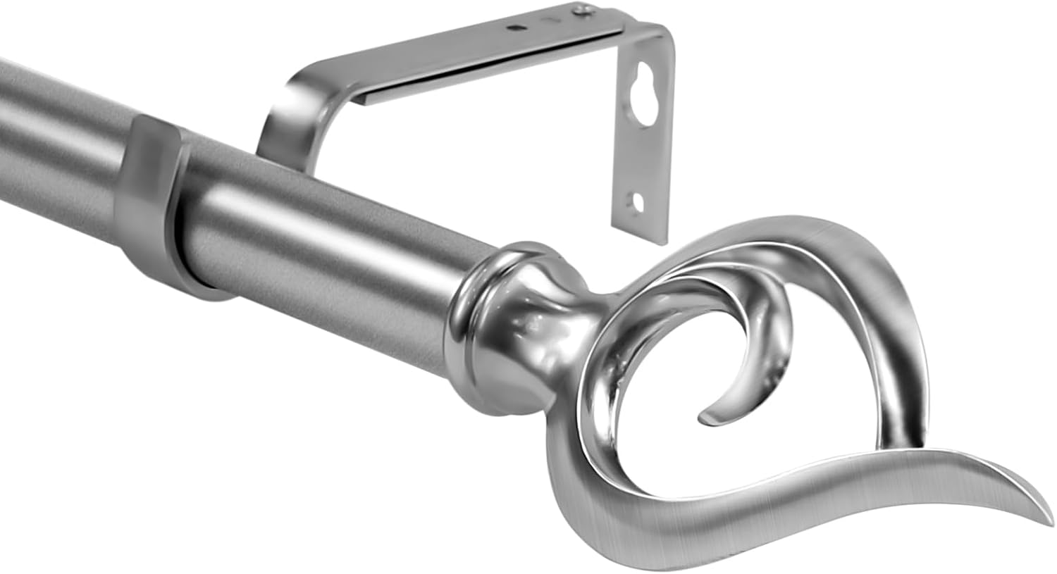 Urbanest 1-inch Diameter Flame Adjustable Single Drapery Curtain Rod, 28-inch to 48-inch, Brushed Steel