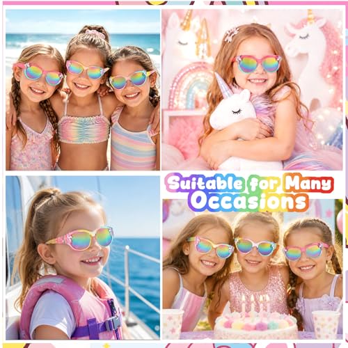 Image of 3 Pairs Kids Sunglasses Girls,UV Protection Sunglasses Toddler Eyewear for Party Favors Beach Glasses Age 3-12