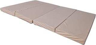 Natalia Spzoo breite Faltmatratze 180 x 120 x 8 cm Klappmatratze mit Schaumstoffkern & abnehmbarem Bezug klappbare Schlafmatte (1009 Beige)