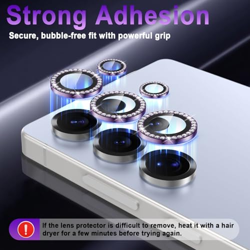 Casetego for Galaxy S25 Ultra Camera Lens Protector,9H Hardness,Scratch Resistant,Ultra-thin Tempered Glass,Metal Individual Camera Cover for Women,Case Friendly,Shiny Deep Purple - image 4
