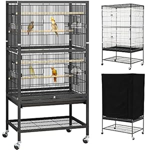 YITAHOME 52 inches Birdcage Cover and Bird Cage Seed Catcher, Bird Cages for Parakeets, Parrot, Cockatiel, Pigeon, Flight cage for Birds