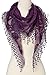 Cindy and Wendy Lightweight Triangle Floral Fashion Lace Fringe Scarf Wrap for Women (Purple)