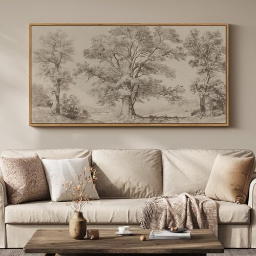 Framed Vintage Landscape Canvas Wall Art for Living Room, Extra