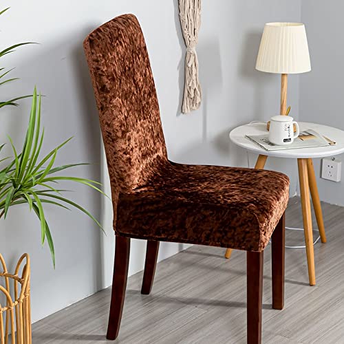 Housse de chaises lavable et extensible KnSam en velours café