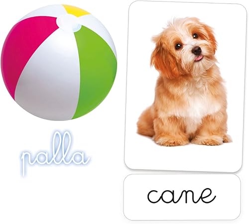 Miniatura 2 de Clementoni Tarjetas Montessori Prime Words 2 años (versión italiana), juego educativo hecho en Italia, multicolor, 16319