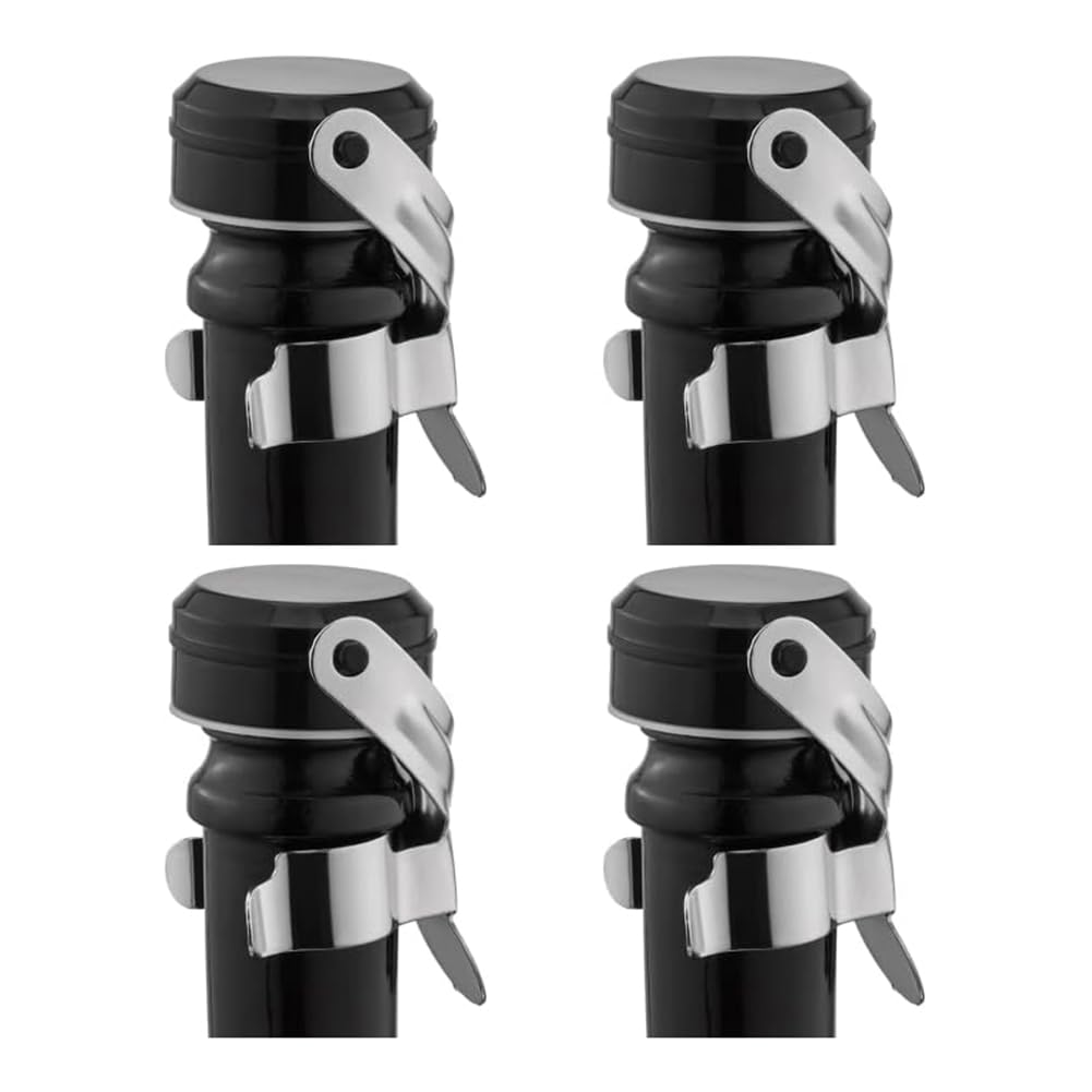 CTRLZS 4PCS Champagne&Wine Bottle Stoppers Stainless Steel Leak Proof Keep Reusable Saver Silver