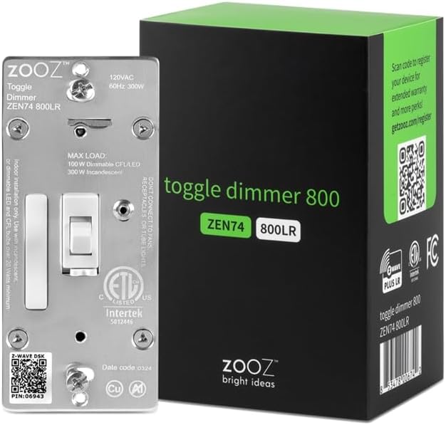 Zooz Z-Wave Long Range Toggle Dimmer ZEN74, White
