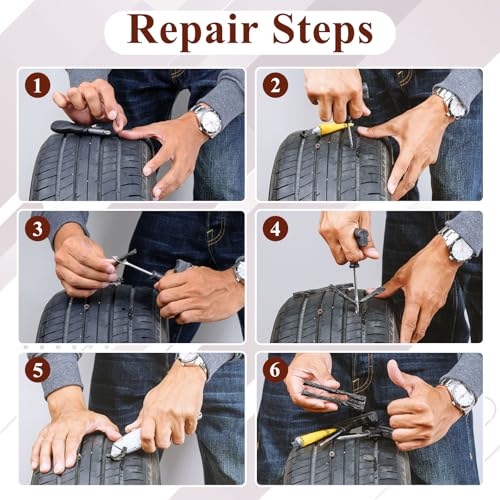 Image of 5 Pcs Tire Plugs, 4 inch x1 /4 inch Rubber Tire Plug Repair Kit for Tubeless Off-Road Tires Car, RV, SUV, ATV, Motorcycle, Truck, Tractor (Black)