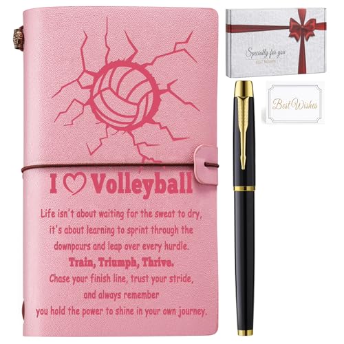 Carnet de notes rechargeable cuir volley-ball avec stylo : journal intime sport filles amies