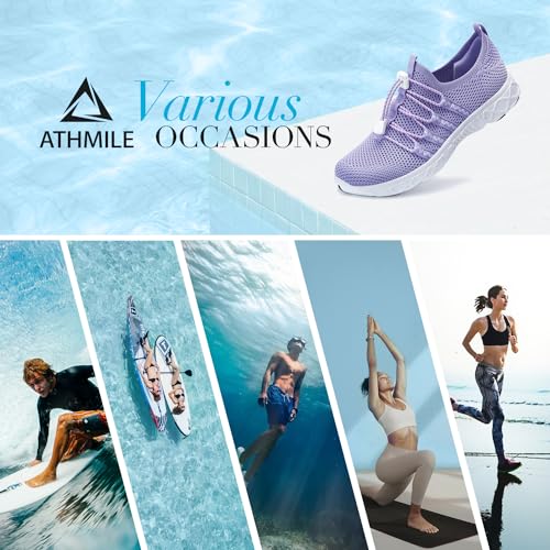 Image of ATHMILE Water Shoes for Men Women Barefoot Hiking Swim River Beach Knit | Adult Lake Pool Aqua Socks Quick Dry for Hiking Surfing Kayaking Sport Accessories Camping Must Haves