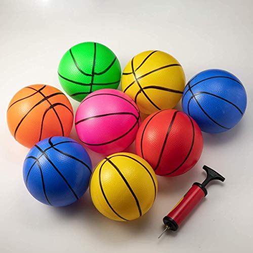 Hercugifts 6.3 Inches Toy Basketballs 8 Balls Assortment with Pump Coloful Kids Mini Toy Rubber Basketball for Kids, Teenager Basketballs Indoor and Ourdoor - Thumbnail 6