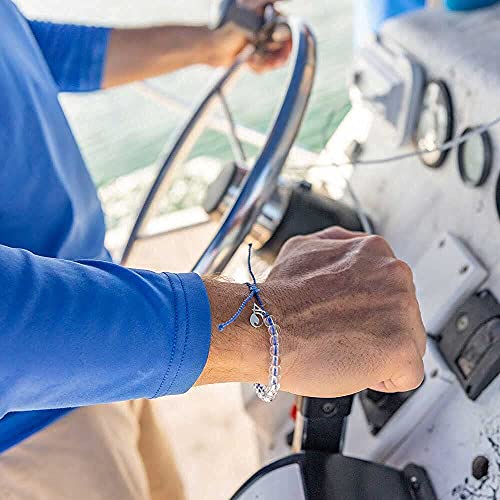 4Ocean Handmade Beaded Bracelet With Silver 4O Charm & Reusable Cotton Gift Bag And Stickers (Signature Blue) #TOP4