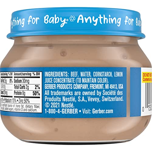 Gerber Mealtime For Baby 2Nd Foods Baby Food Jar, Beef & Gravy, Non-Gmo Pureed Baby Food, Made With Protein & Zinc, 2.5-Ounce Glass Jar (Pack Of 20 Jars) #TOP3