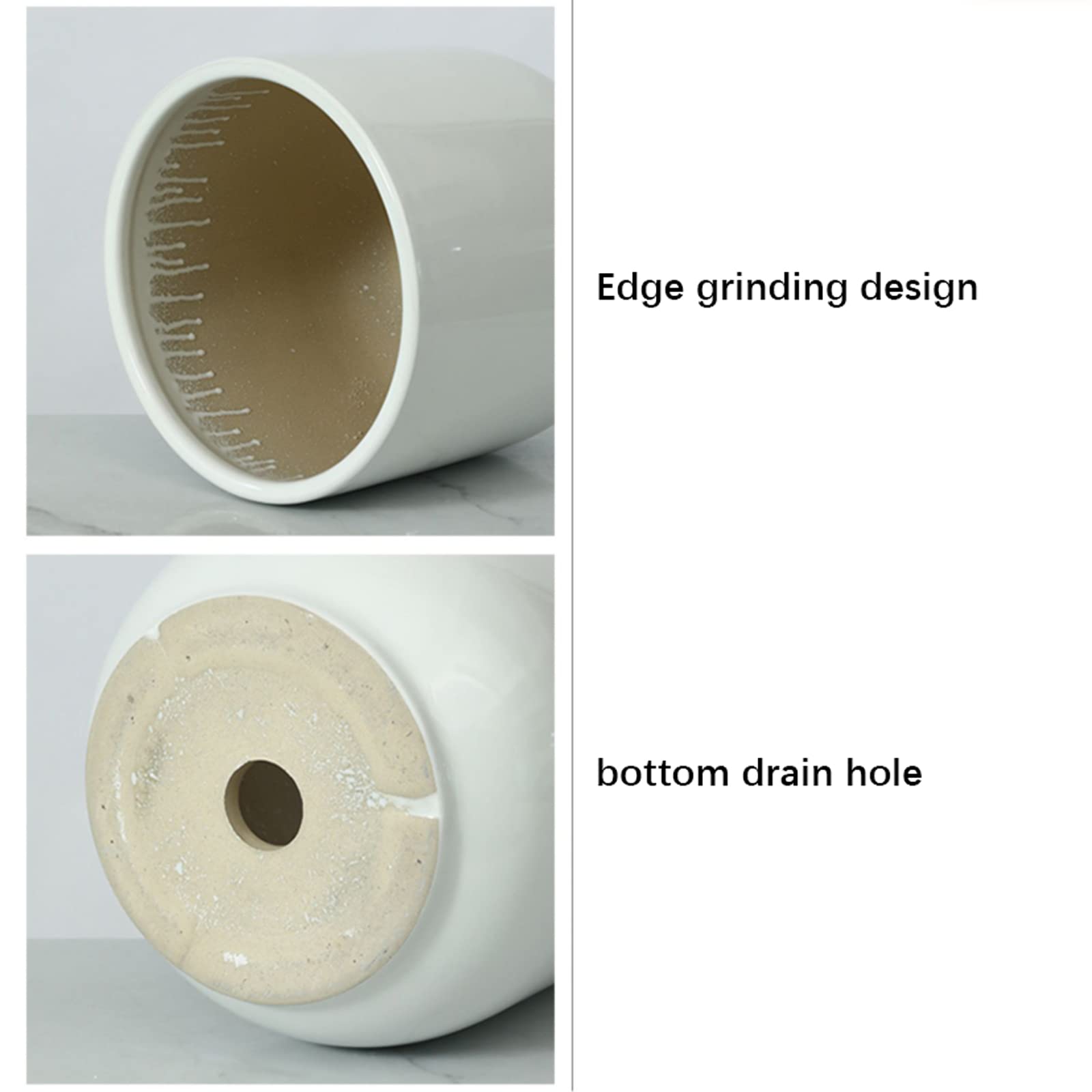 Vasi da Giardino Fioriere Rotonde da 7/9/11 Pollici per vasi da Fiori in Ceramica per Interni ed Esterni con Foro di drenaggio e Vassoio in plastica, Arredamento Moderno ed Elegante