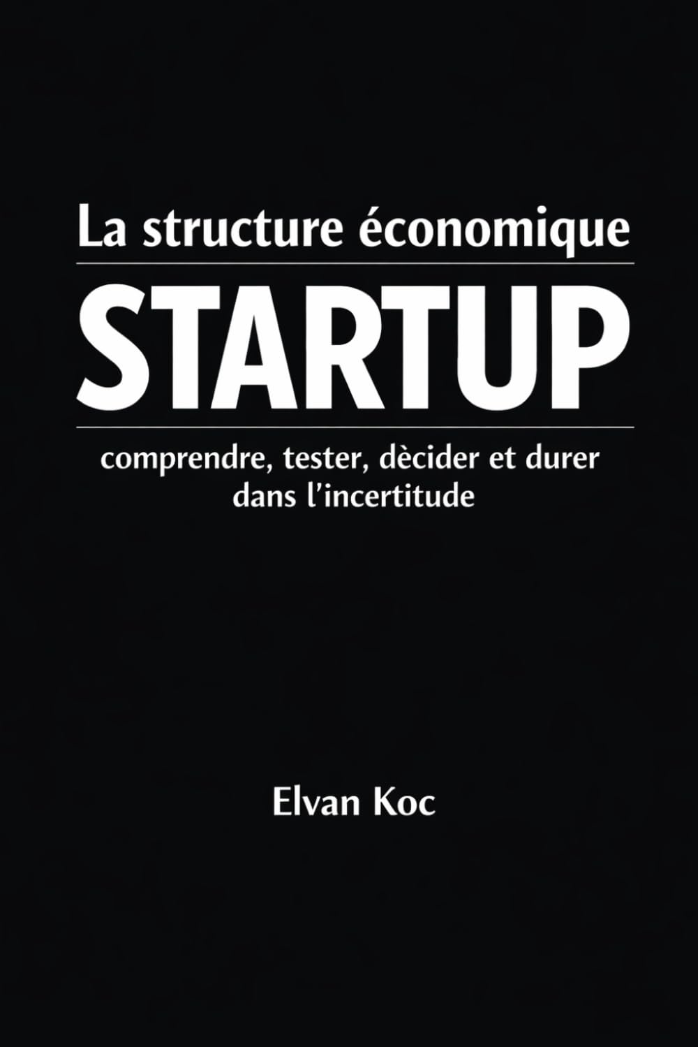 La structure économique STARTUP: Comprendre, tester, décider et durer dans l' incertitude