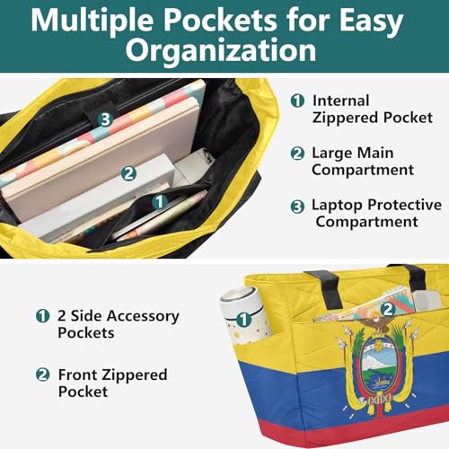 Bolso tote para mujer, bolso de mano grande con compartimentos, bolso acolchado para hombro para viaje, trabajo y gimnasio miniatura 5
