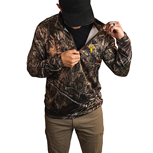 HOT SHOT Men’s Camo Zip Performance Shirt, Midweight Durable Quarter Zip Pullover, Warm Hunting Clothes for Fishing, Camping4