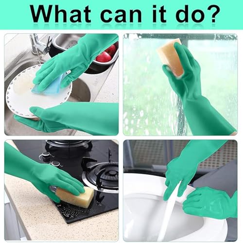 Image of GAYISIC Reusable Dishwashing Cleaning Gloves Small Kitchen Household Gloves with Latex free, Cotton lining Waterproof Dish Washing Heavy Duty Gloves for Women Men House Warming Gift