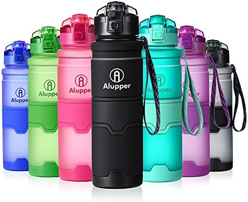Water Bottle- Tritan Bottles for Kids/Adult- Leak Proof, Eco-Friendly Portable Sports Bottles with Filter, Flip Top Lid, Pop Opens with 1-Click - Reusable,BPA-Free (17OZ-500ML, Black)