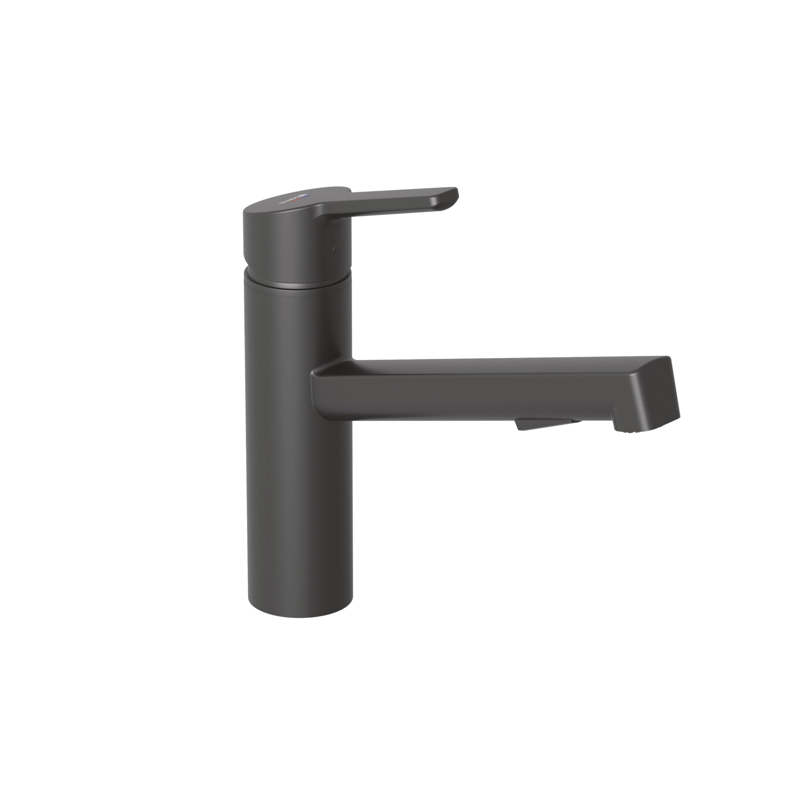 Grifo de cocina negro KLUDI M3 con caño de 17 cm, mezclador monomando flexible