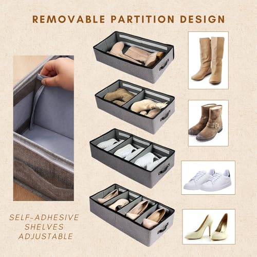 Scatole per scarpe con coperchio a C, confezione da 2 organizer per scarpe per 6 paia, in plastica trasparente con manici, perfette per armadio, camera da letto, organizzazione dell'ingresso