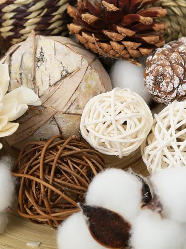 Wmaot PW-22-1 Rattan Ball, Bag Of Assorted Decorative Spherical Natural Wicker Balls And Cotton Flower For Bowl And Vase Filler thumb #7