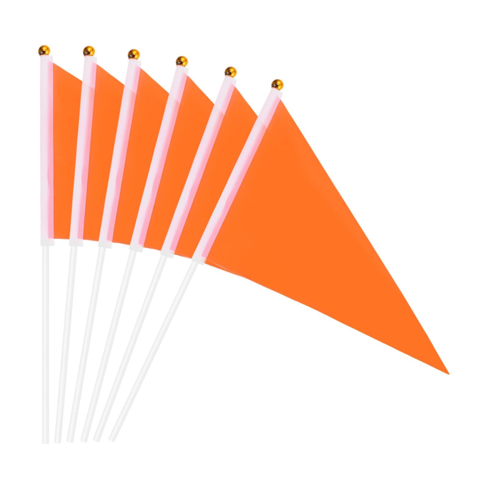 sourcing map 50Pcs Orange-Red Pennant Stick Flag, 8.3 x 5.5 Inch Handheld Solid Color Flags on Plastic Stick for DIY Graffiti Birthday Carnival Festival Celebration Sports Grand Opening Party