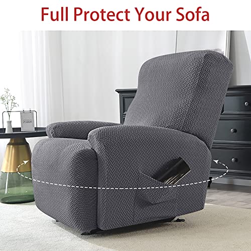Funda de sillón relax elástica de 4 piezas lavable y ajustable para sofá reclinable 8