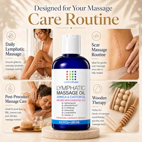 Image of Bruizex Lymphatic Drainage Massage Oil, Arnica & Castor, 8.5 Oz