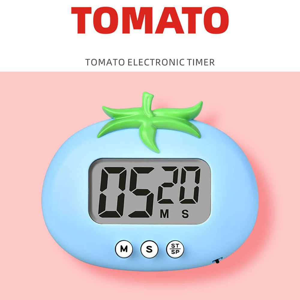 Timer elettronico a forma di pomodoro, timer da cucina da 99 minuti, timer da cucina, timer da cucina, contatori di allarme, gadget per la casa, gestione del tempo (blu), GRB1023