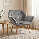 HOMCOM Butaca de Salón Moderna Tapizado Terciopelo Patas Madera Gris