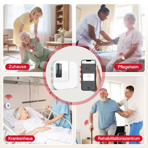 CallToU Bouton d'appel d'urgence pour personnes âgées sur téléphone portable, Wi-Fi SOS pour les proches, bouton d'urgence étanche, 3 émetteurs, 1 récepteur – vue 9