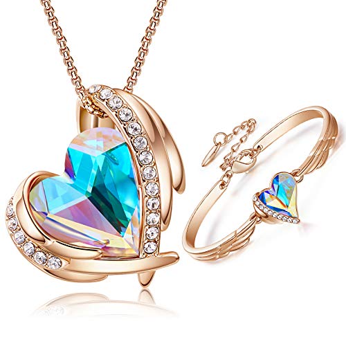 CDE Love Heart Pendant Necklaces for Women Silver Tone Rose Gold Tone Crystals Birthstone Jewelry Gifts for Party/Anniversary Day/Birthday