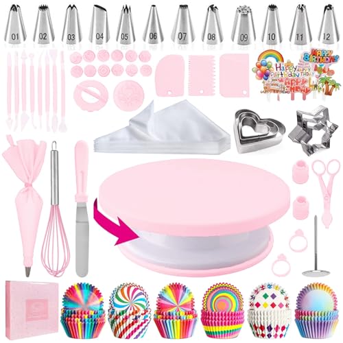 Cake Decorating Kit,Piping Bags and Tips Set,Cake Decorating Supplies,Frosting Piping Kit,Cake Baking Supplies for Beginners (255PC)