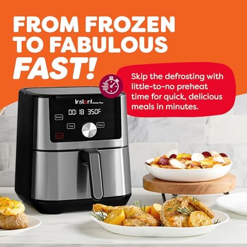 Instant Pot 6QT VORTEX Plus Air Fryer, 6-in-1, Air Fry, Broil, Dehydrate, Crisp, Roast, Reheat, Bake, Dishwasher-Safe Airfryer basket, from the Makers of Instant Pot, Stainless Steel 3