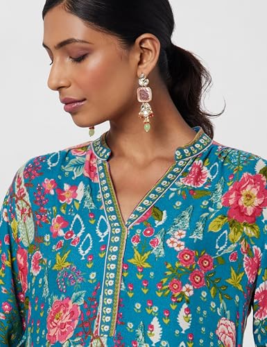 Image of BIBA Women Viscose Straight Fit Liva Straight Printed Kurta