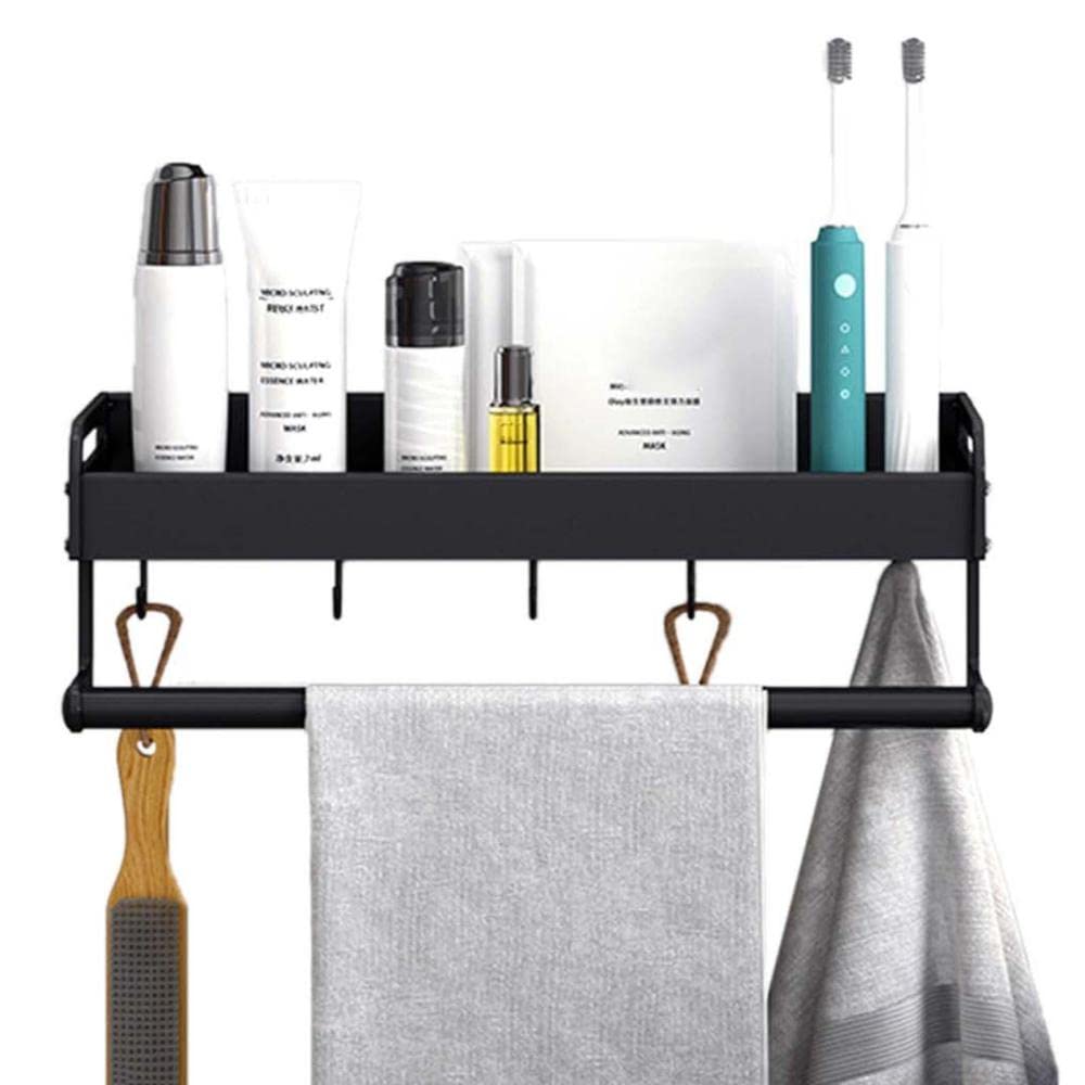 Étagère salle de bain noir mat 40cm en aluminium de style épuré