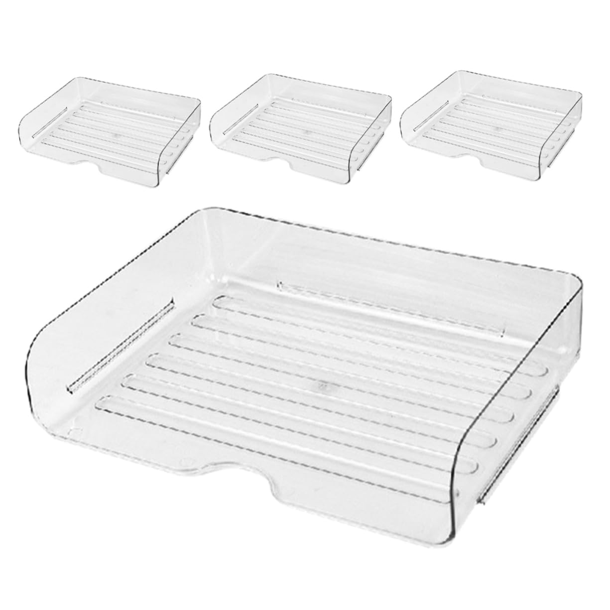 STOBOK 4piezas Organizador De Escritorio Apilable Bandejas Transparentes Para Oficina y Práctica Para Archivar y Material De Oficina