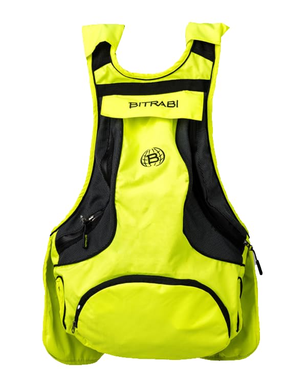 Zaino trisacca Gilet da Caccia Trio PRO, Fuzione Gilet, Zaino e Trisacca, Tasche Capienti e Multifunzionali, Verde e Giallo Fluo