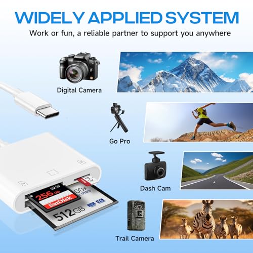 Image of USB C SD Card Reader for iPhone 17 /16 /15 /iPad /Mac, 3 in 1 USBC Memory Card Reader with Compact Flash /CF /SD /TF Card, Digital Camera Adapter iPhone SD Card Reader Compatible with MacBook Pro /Air