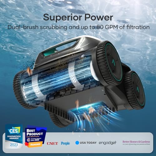 Image of AIPER Cordless Robotic Pool Cleaner, WavePath Navigation, Wall-Climbing, Quad-Motor, 150 mins Runtime for Inground Pools up to 1,600 sq.ft, Seagull Pro ZT6002 (Renewed)